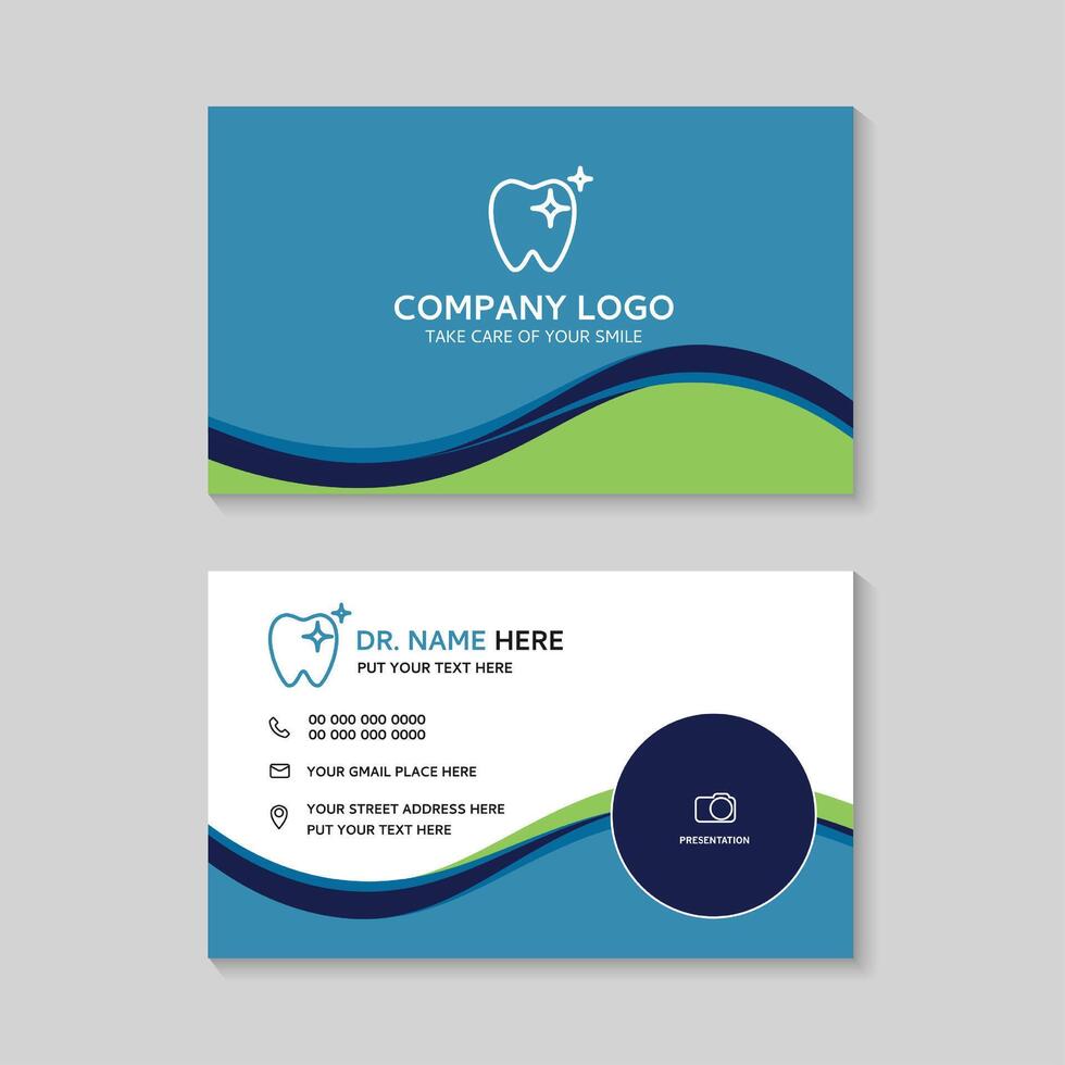 Dental business card template use in presentation for company or clinic. dental health concept. medical health and dentistry concept. design. vector