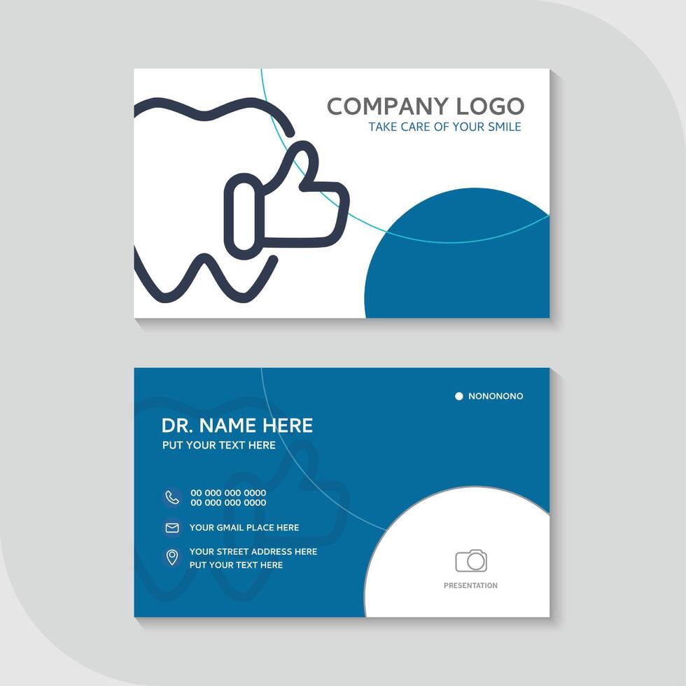 Dental business card template use in presentation for company or clinic. dental health concept. medical health and dentistry concept. design. vector