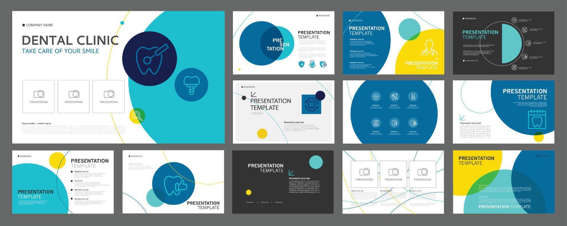Business presentation templates for dentist clinic. use in presentation, flyer and leaflet, corporate report, marketing and advertising. medical health and dentistry concept. design. vector