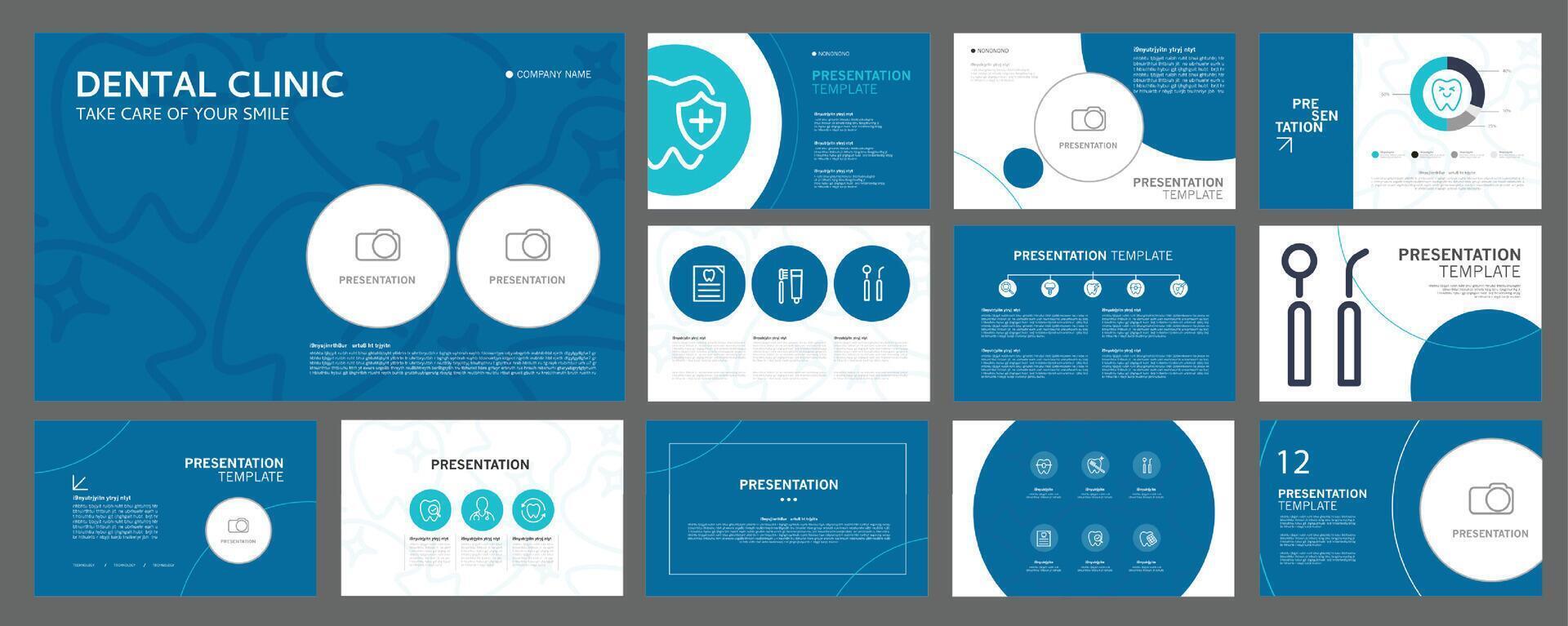Business presentation templates for dentist clinic. use in presentation, flyer and leaflet, corporate report, marketing and advertising. medical health and dentistry concept. design. vector
