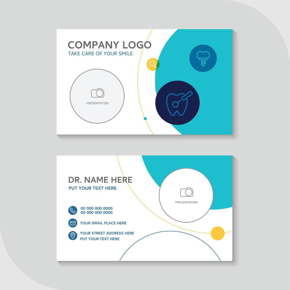 Dental business card template use in presentation for company or clinic. dental health concept. medical health and dentistry concept. design. vector