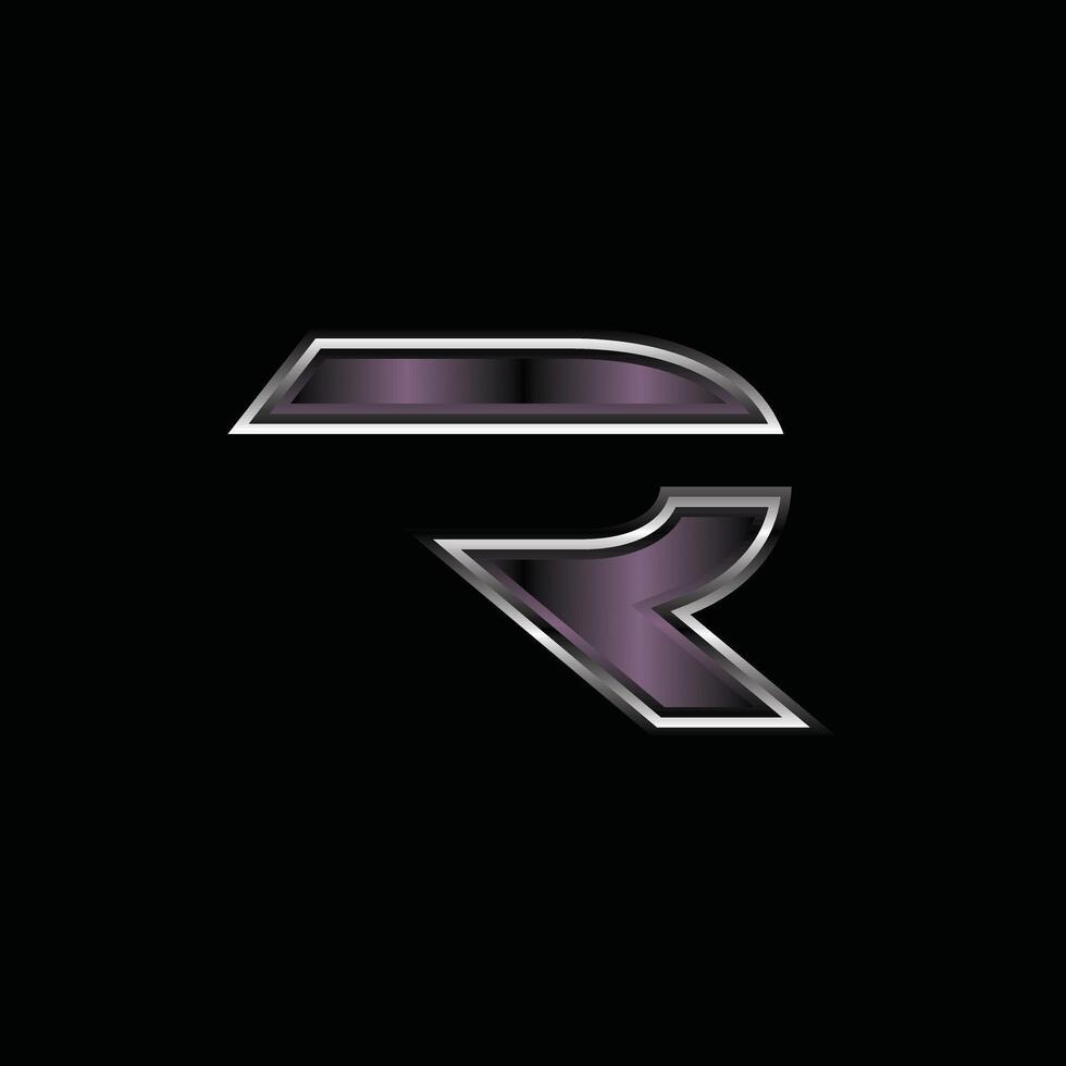 Letter R Geometric Modern Business Metallic Icon Technology Design Logo vector