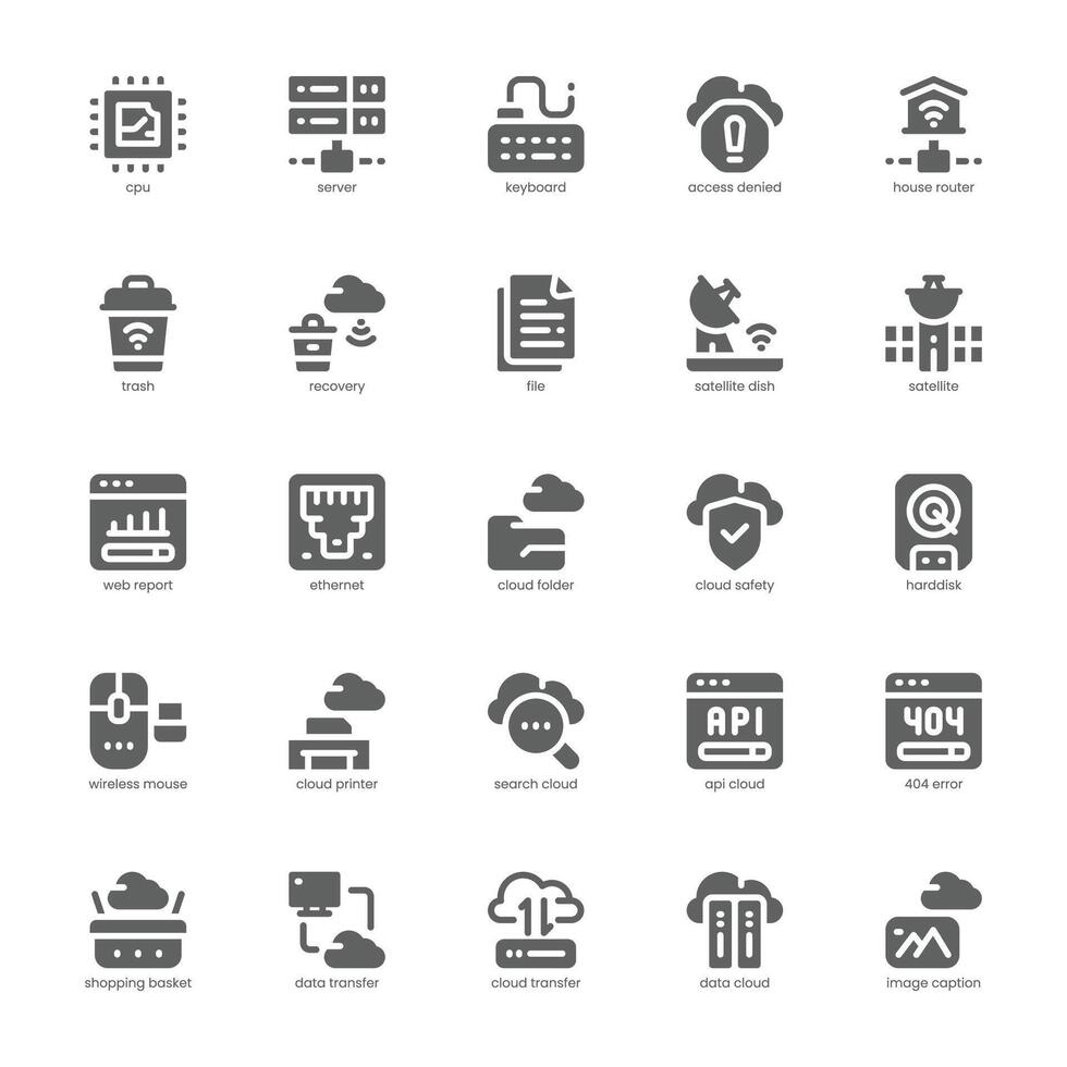 Cloud Computing icon pack for your website, mobile, presentation, and logo design. Cloud Computing icon glyph design. graphics illustration and editable stroke. vector