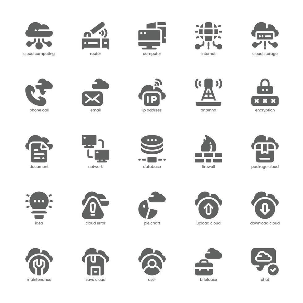 Cloud Computing icon pack for your website, mobile, presentation, and logo design. Cloud Computing icon glyph design. graphics illustration and editable stroke. vector