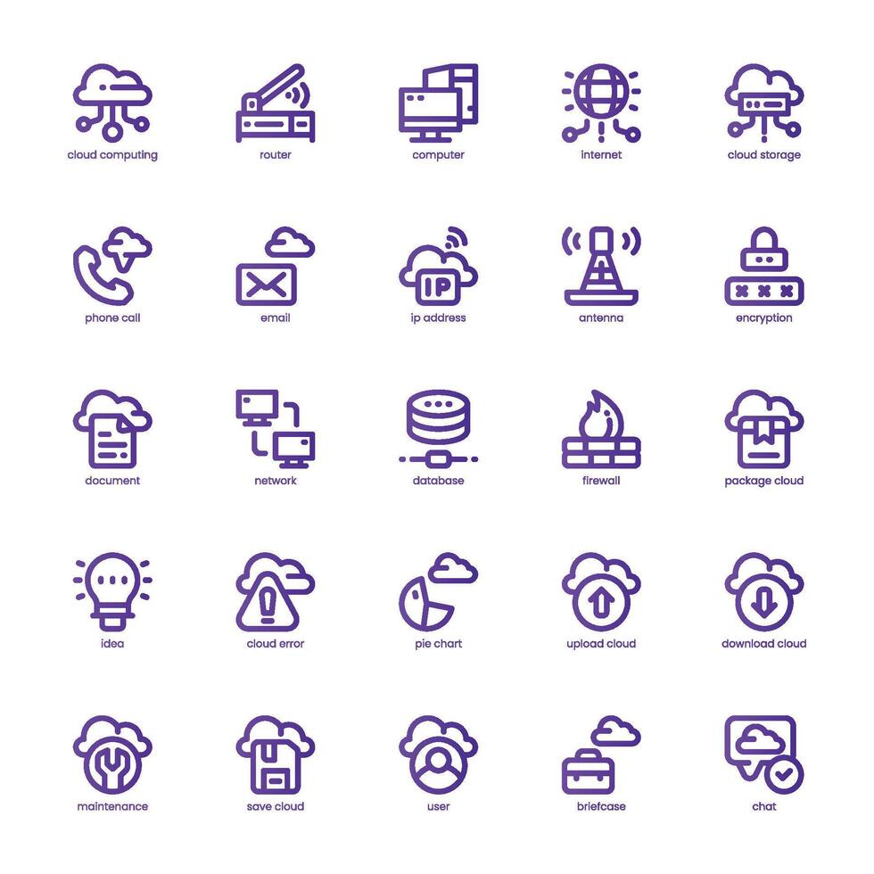 Cloud Computing icon pack for your website, mobile, presentation, and logo design. Cloud Computing icon outline design. graphics illustration and editable stroke. vector