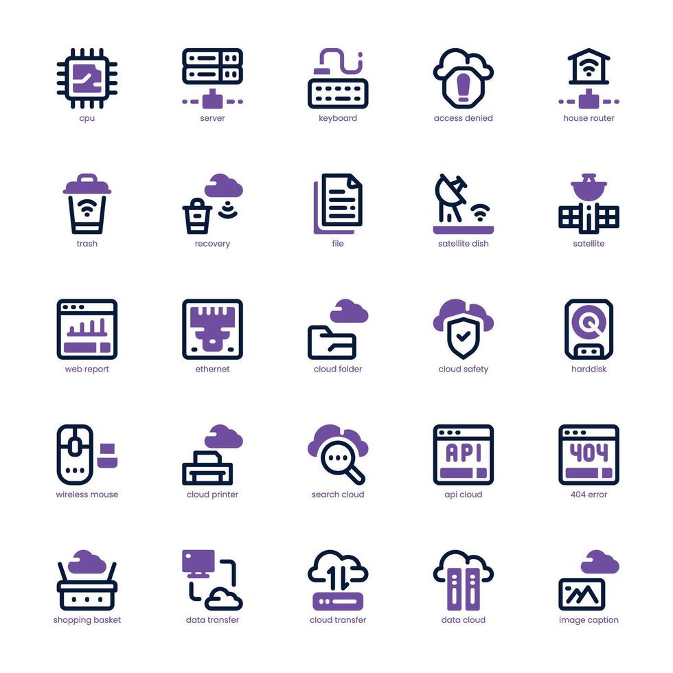 Cloud Computing icon pack for your website, mobile, presentation, and logo design. Cloud Computing icon dual tone design. graphics illustration and editable stroke. vector