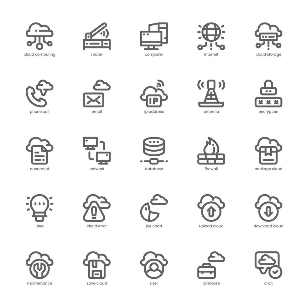 Cloud Computing icon pack for your website, mobile, presentation, and logo design. Cloud Computing icon outline design. graphics illustration and editable stroke. vector