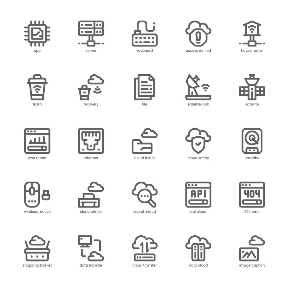 Cloud Computing icon pack for your website, mobile, presentation, and logo design. Cloud Computing icon outline design. graphics illustration and editable stroke. vector