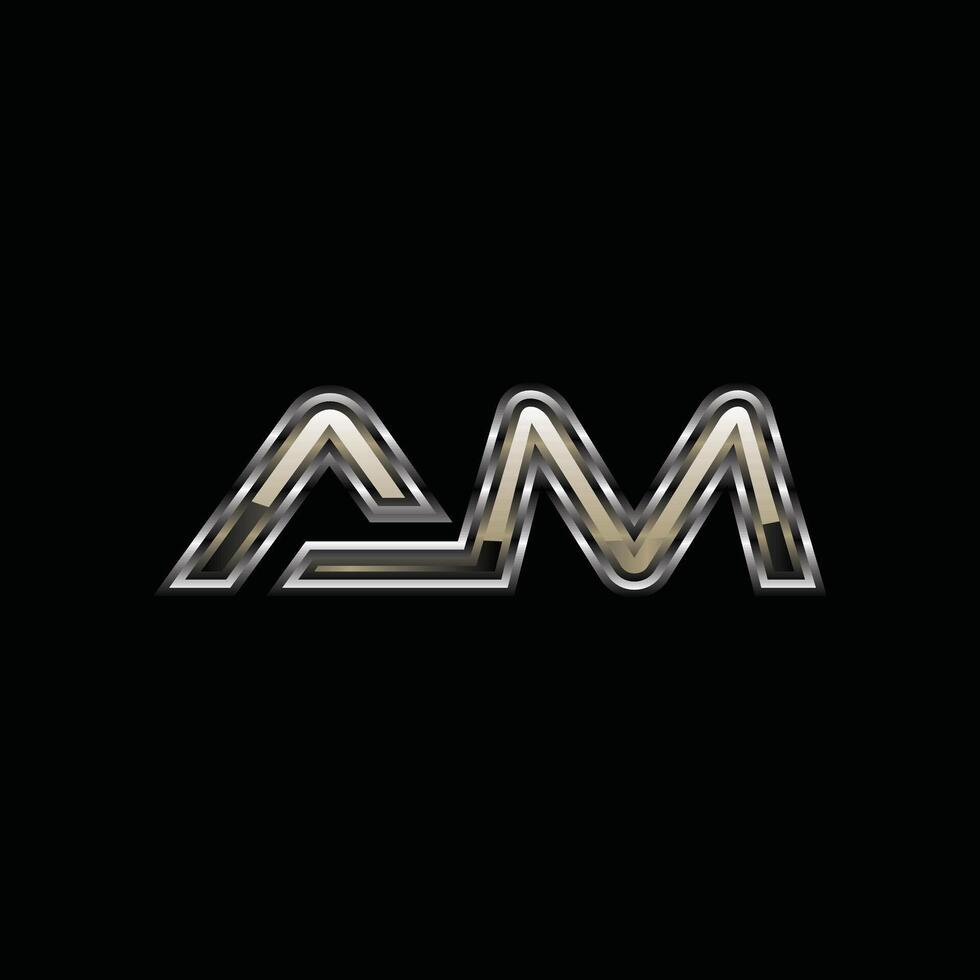 Initial AM Modern Silver Metallic Creative Business Icon Design Template Logo vector