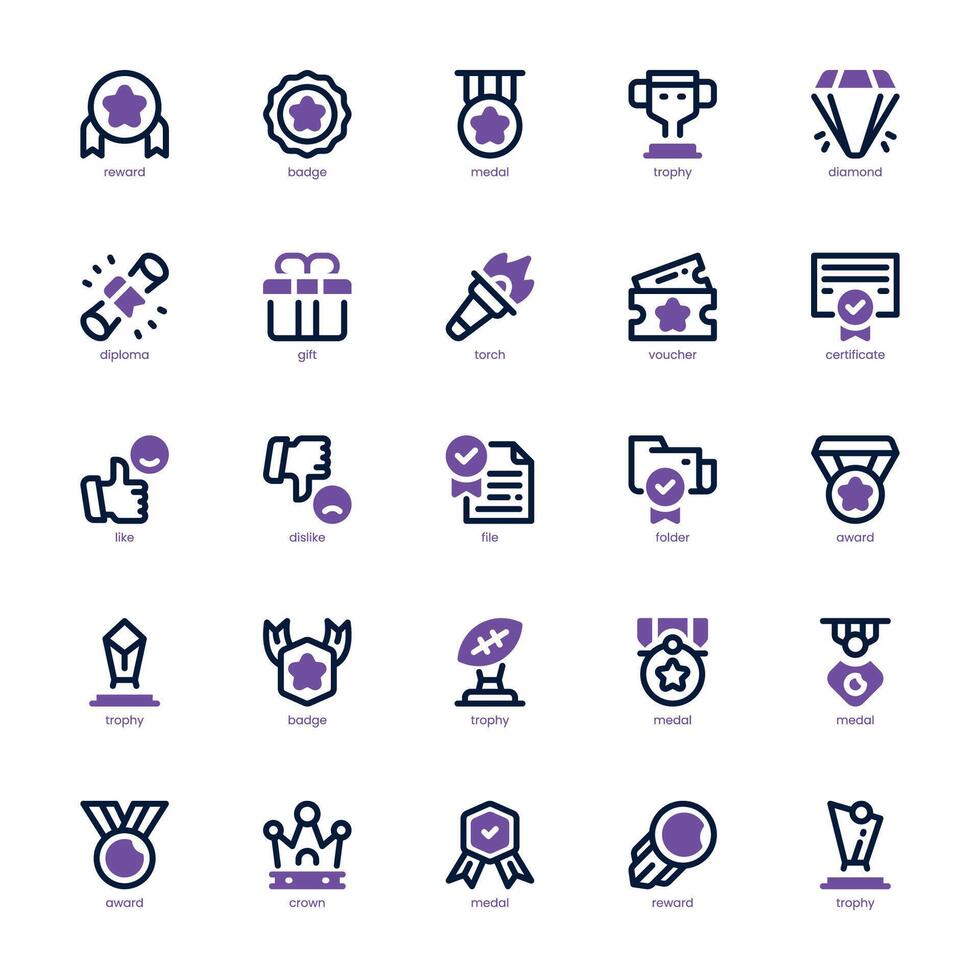 Reward and Badge icon pack for your website, mobile, presentation, and logo design. Reward and Badge icon dual tone design. graphics illustration and editable stroke. vector
