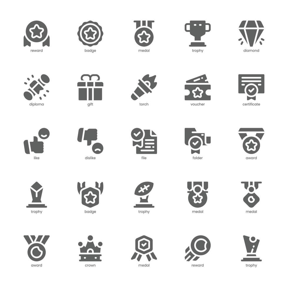 Reward and Badge icon pack for your website, mobile, presentation, and logo design. Reward and Badge icon glyph design. graphics illustration and editable stroke. vector
