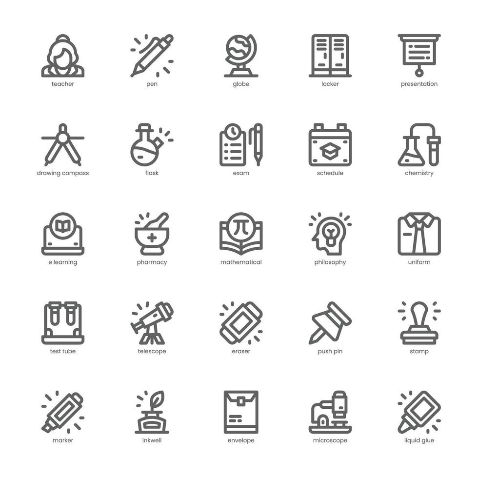 Academy icon pack for your website, mobile, presentation, and logo design. Academy icon outline design. graphics illustration and editable stroke. vector