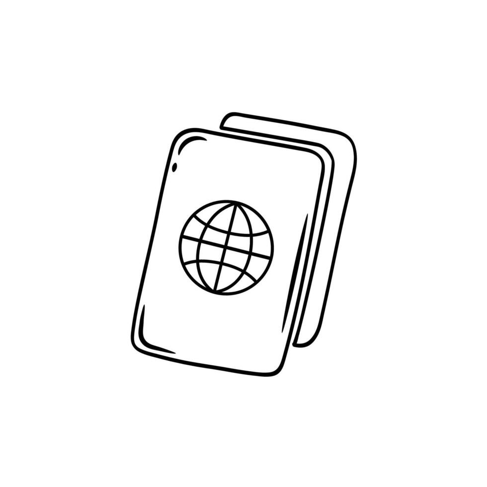 Passport doodle icon. Hand drawn sketch illustration. vector