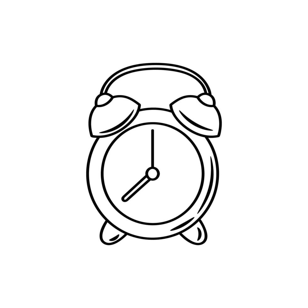 Alarm clock doodle icon. Hand drawn sketch illustration. vector