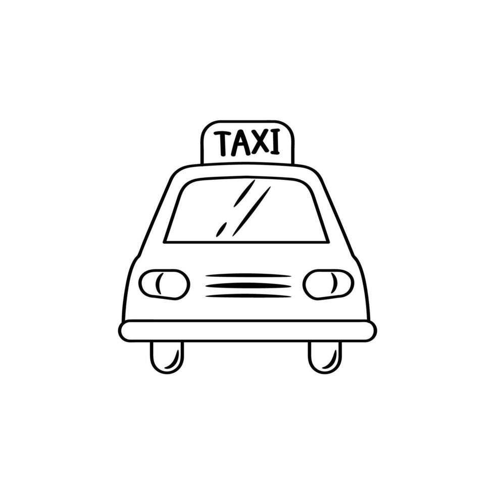 Taxi doodle icon. Hand drawn sketch illustration. vector
