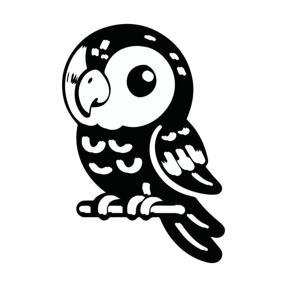Cute cartoon bird silhouette style with a white background vector