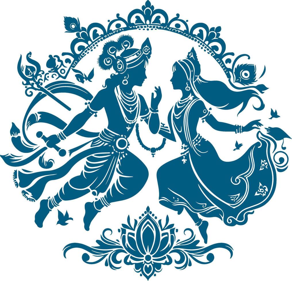 Radha Krishna's Eternal Bond Captured in Art vector