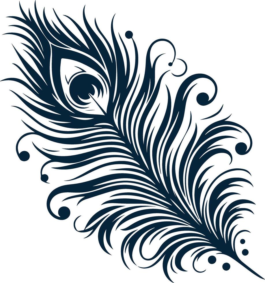 Silhouette of a Graceful Peacock Feather for Creative Artwork vector