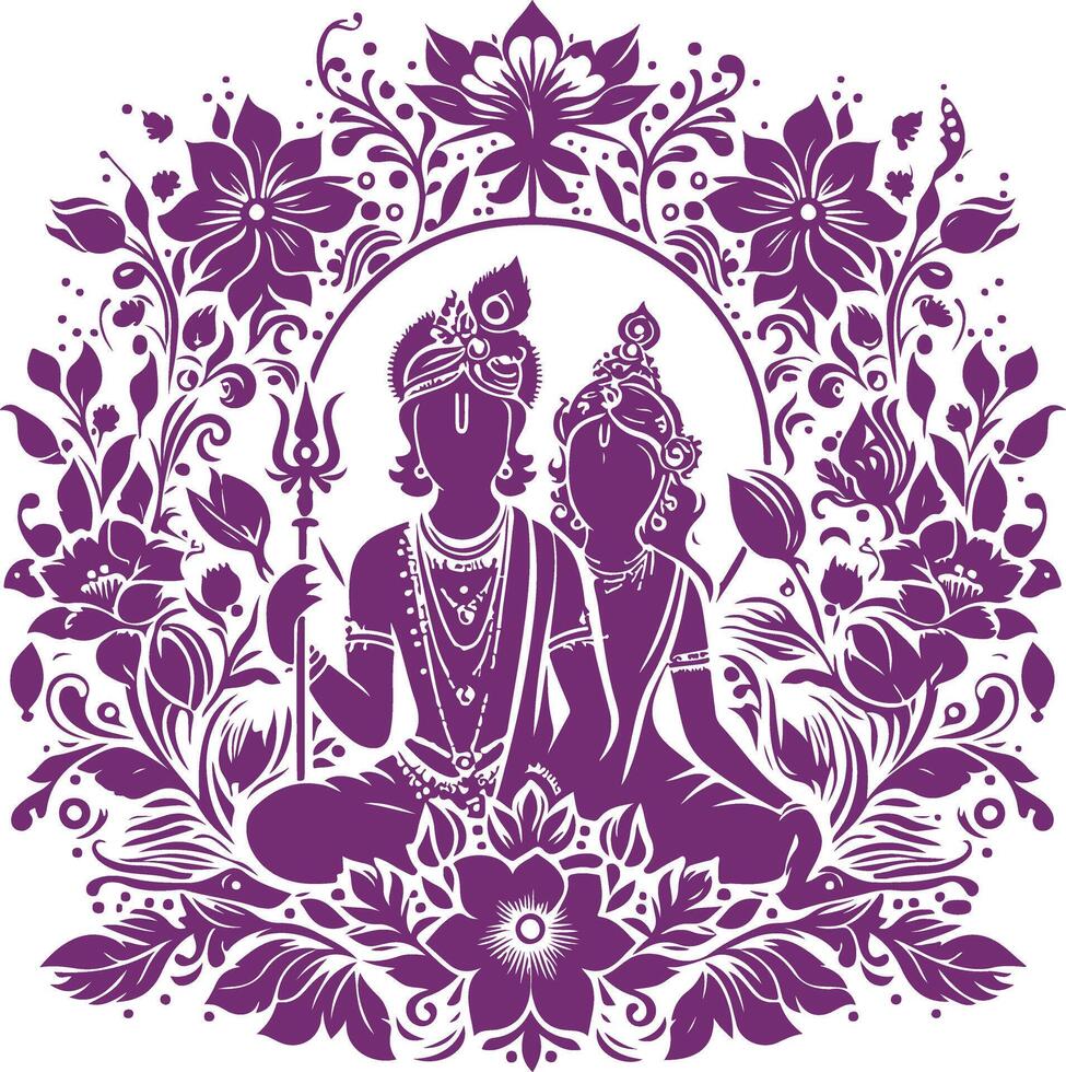 Radha Krishna's Eternal Bond Captured in Art vector