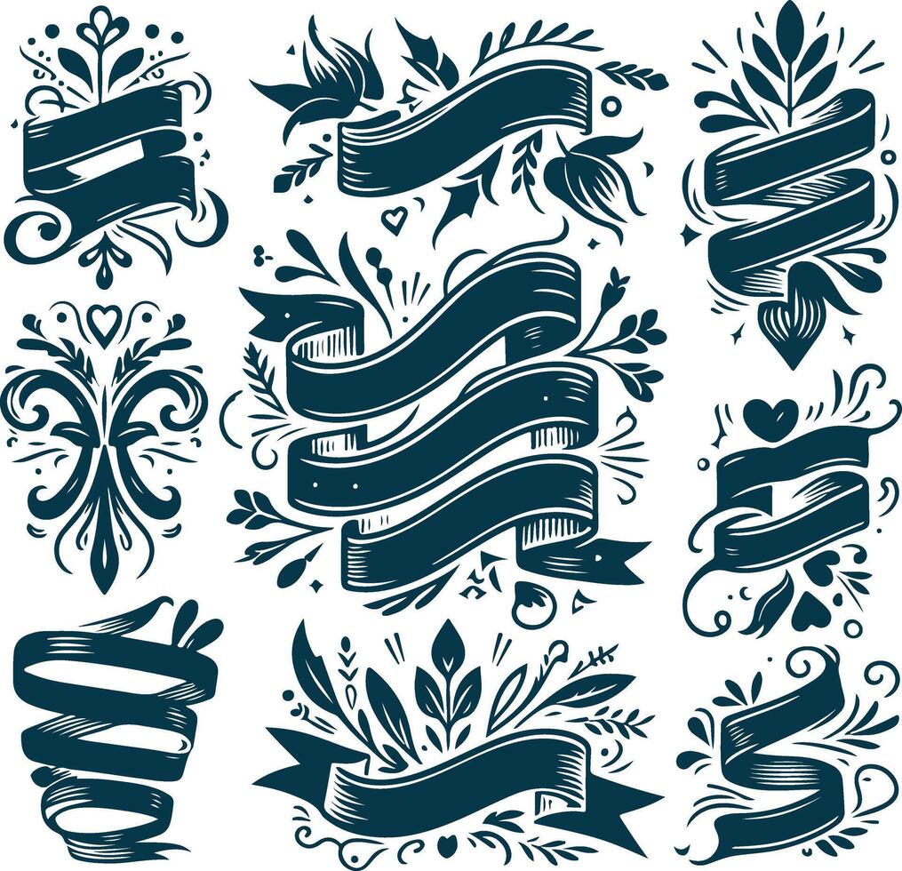 Silhouette Ribbons Icon Set for Sophisticated Projects vector