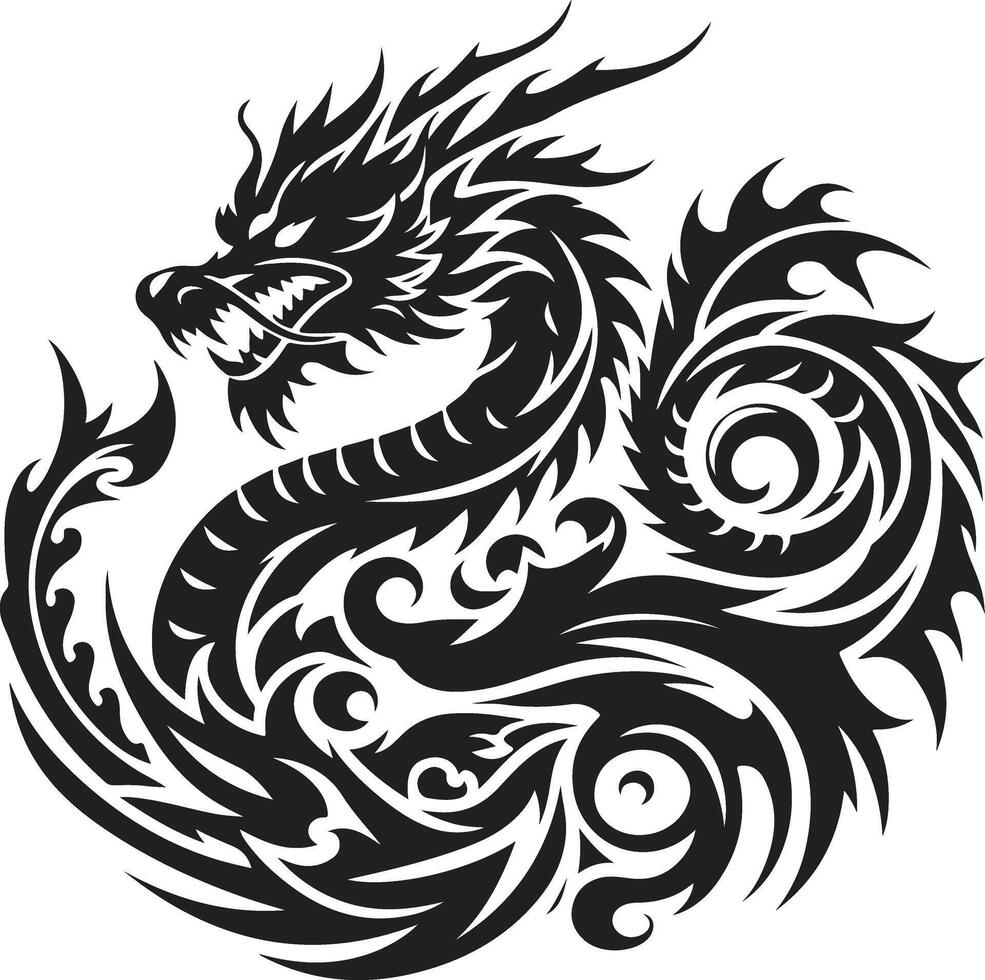 Dynamic Silhouette Shoulder Tattoo Art vector
