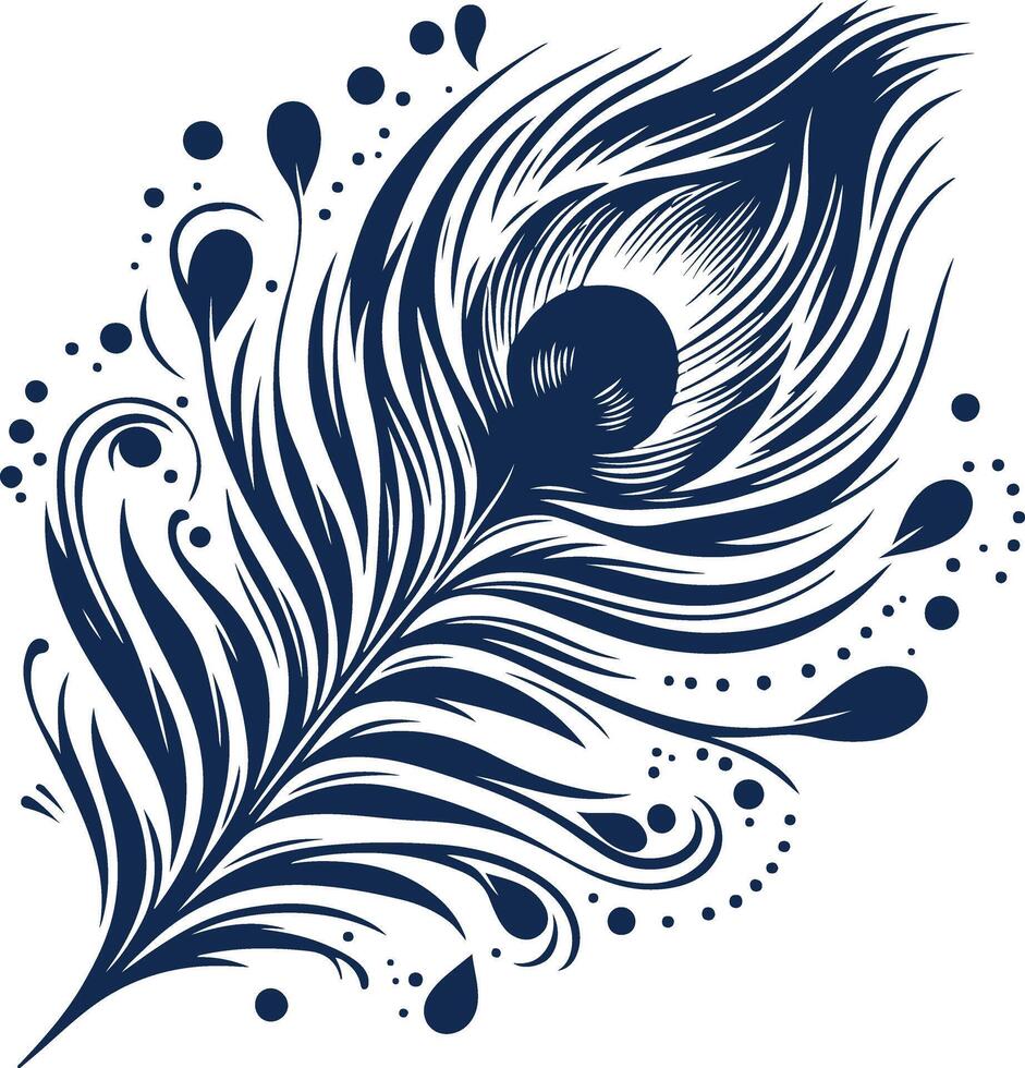 Peacock Feather Silhouette in Black for Elegant Designs vector