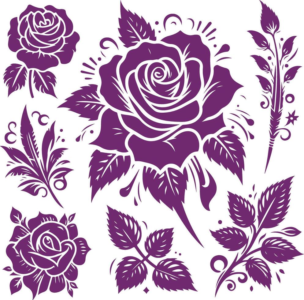Rose with leaves Silhouette Art Timeless Floral Design for Every Room vector