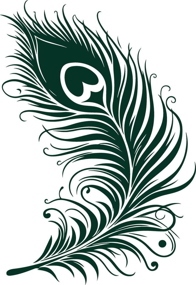 Silhouette of a Graceful Peacock Feather for Creative Artwork vector