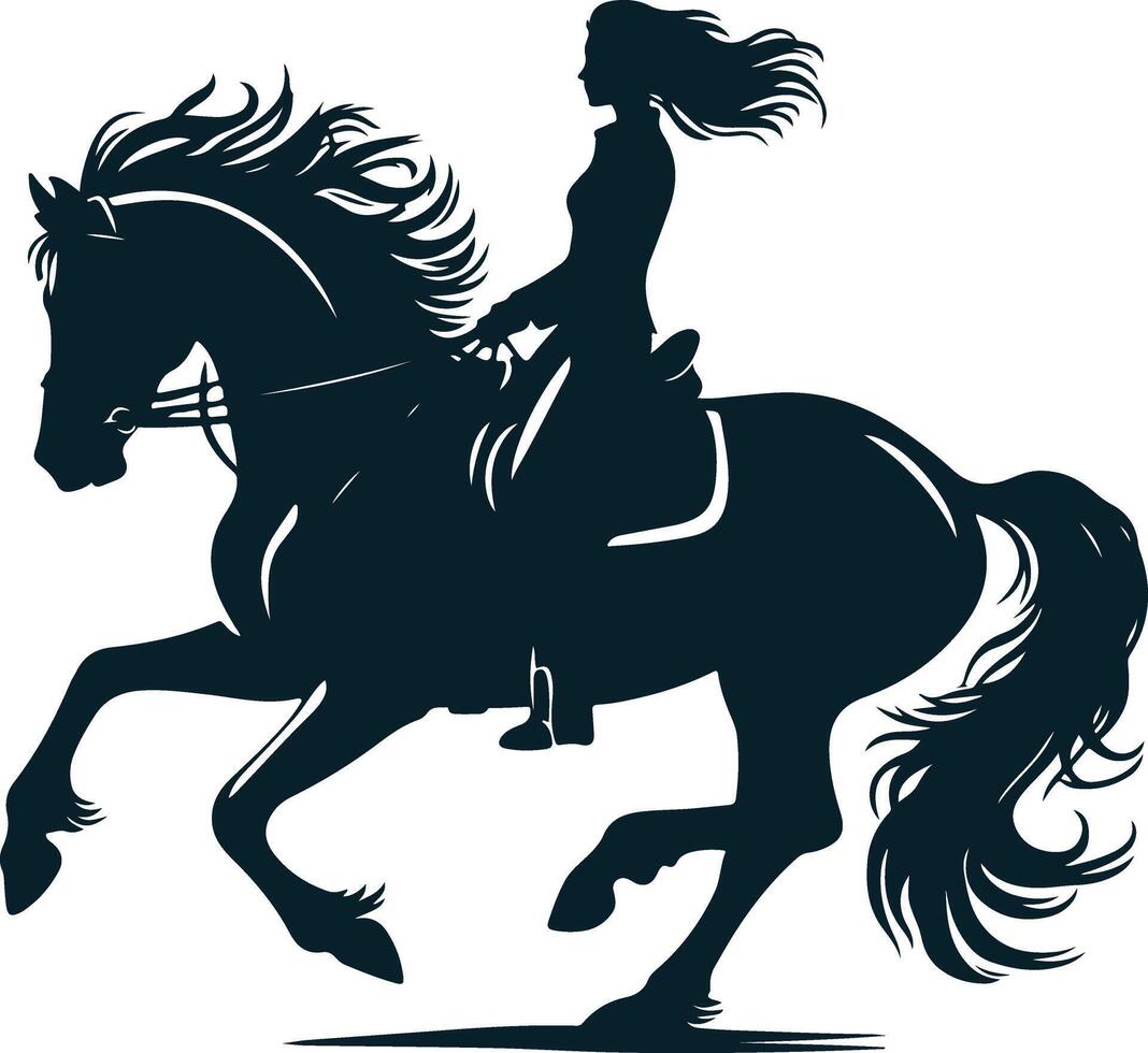 The Art and Grace of a Women Riding a Horse in Motion vector