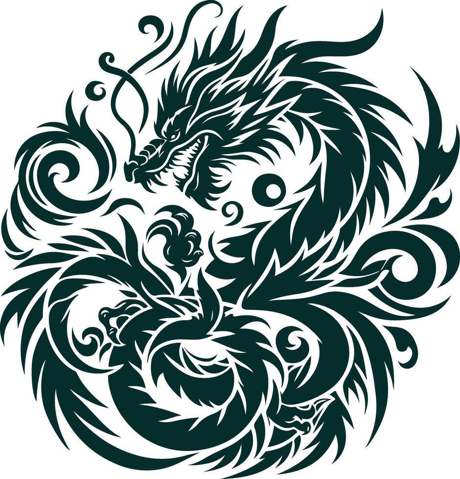 Dynamic green Silhouette Shoulder Tattoo Art vector