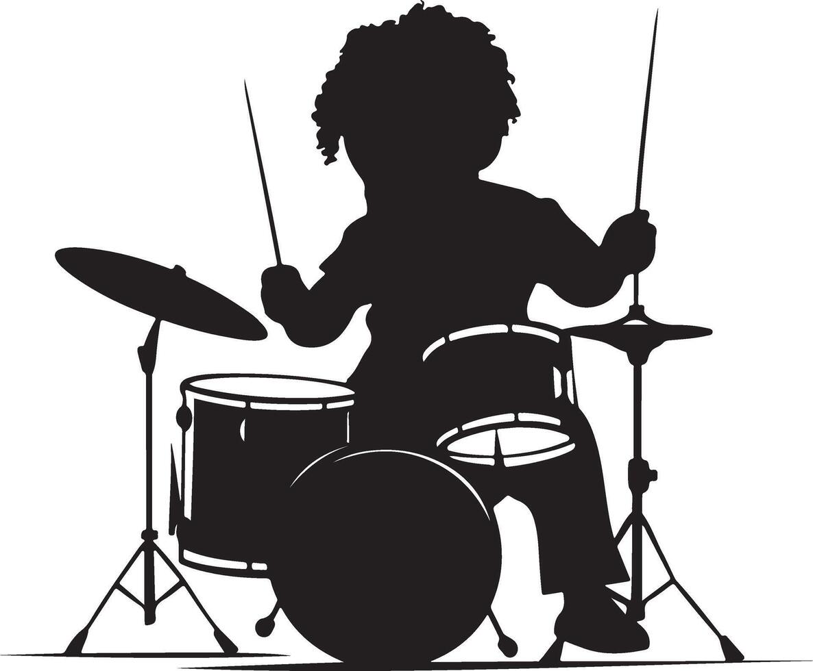 drum kit black and white illustration vector