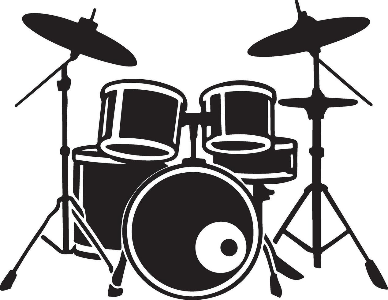 drum kit black and white illustration vector