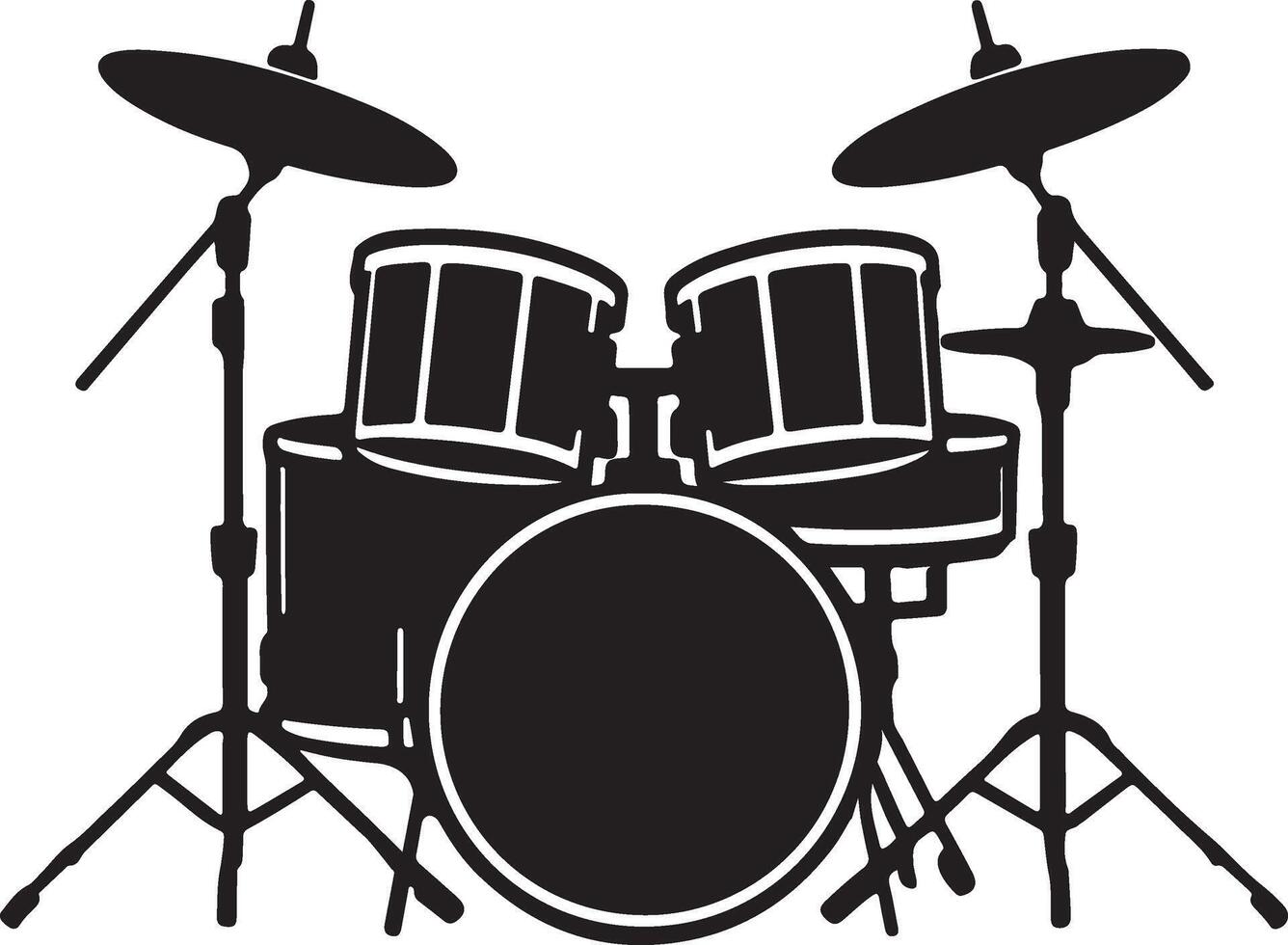 drum kit black and white illustration vector