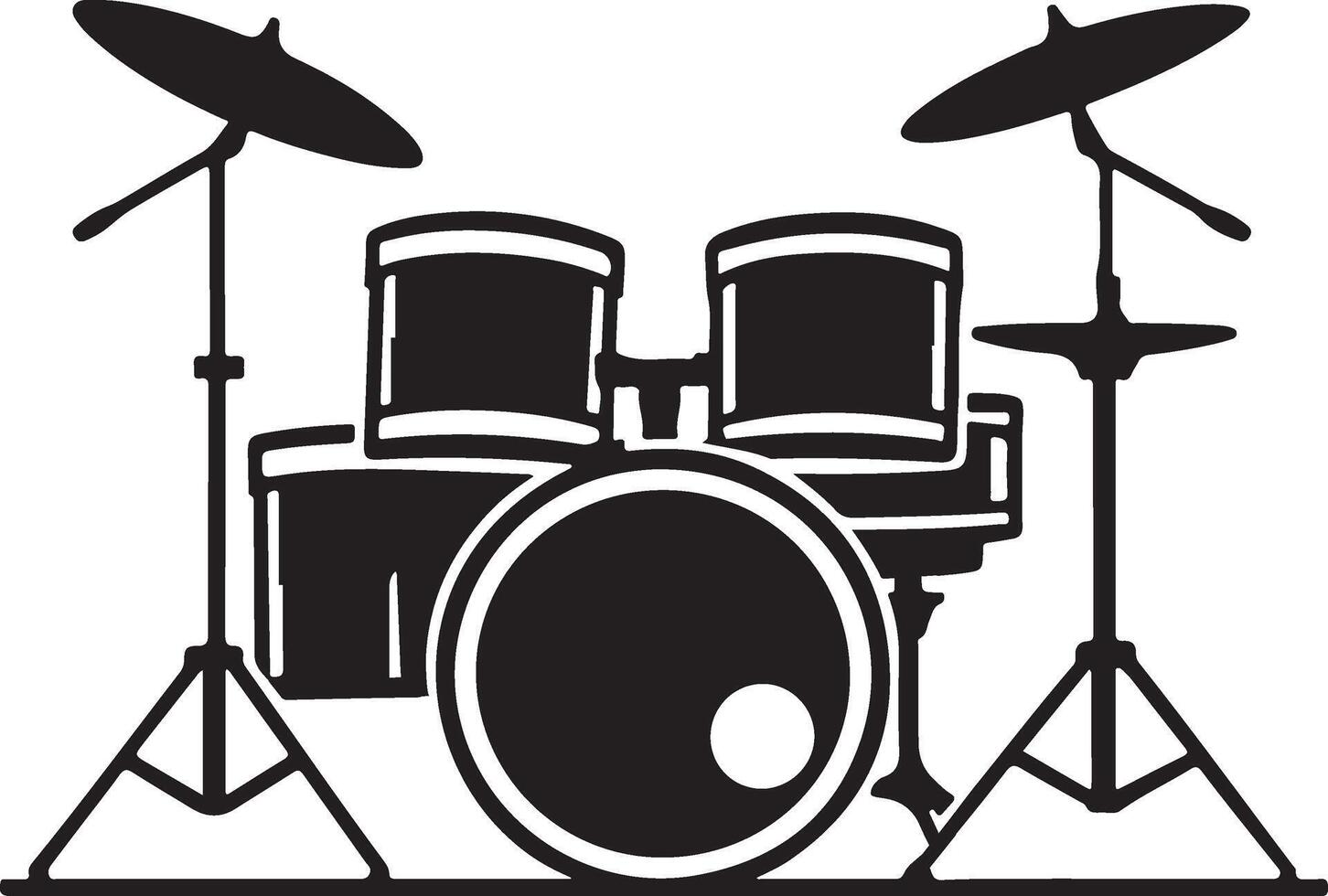 drum kit black and white illustration vector