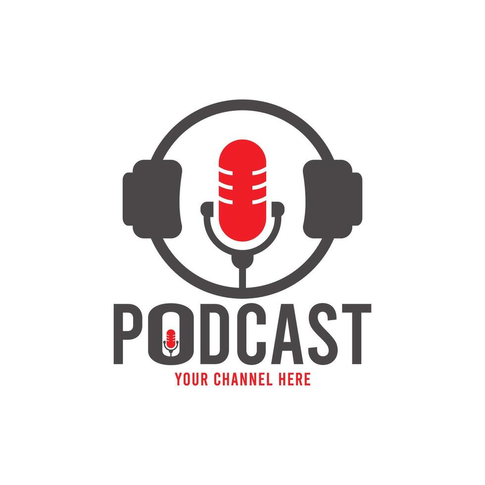 Podcast or Radio Logo Design using Microphone and Headphone icons. illustration. vector