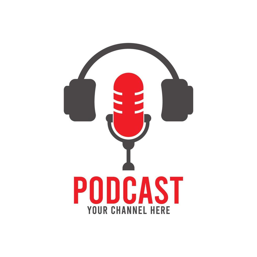 Podcast or Radio Logo Design using Microphone and Headphone icons. illustration. vector