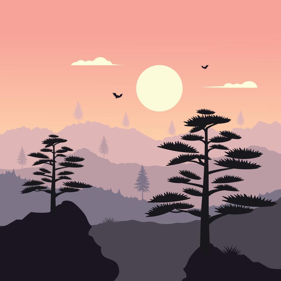 modern landscape logo with mountain logo design vector