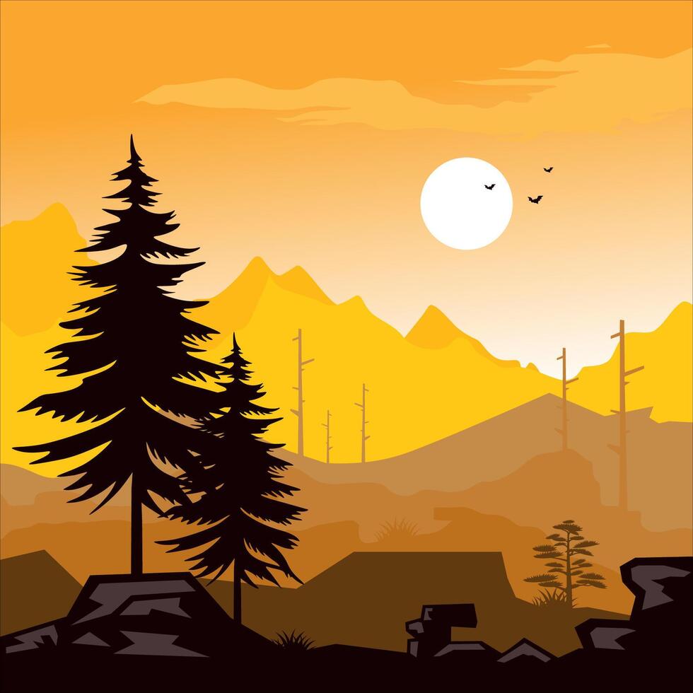 modern landscape logo with mountain logo design vector