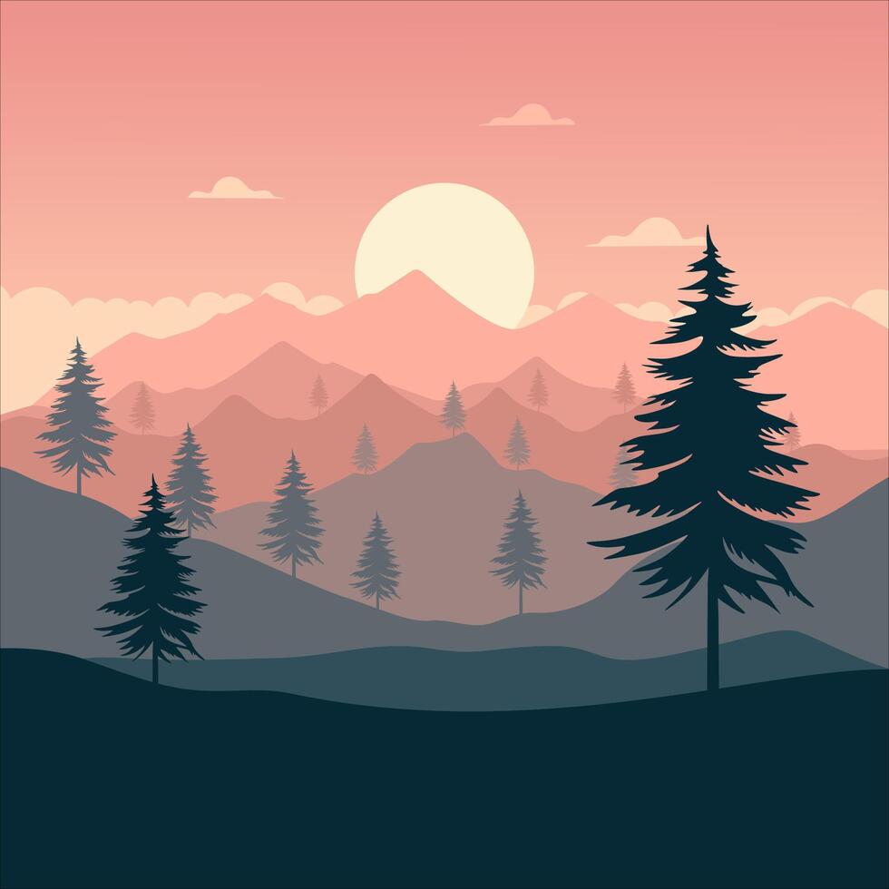 modern landscape logo with mountain logo design vector