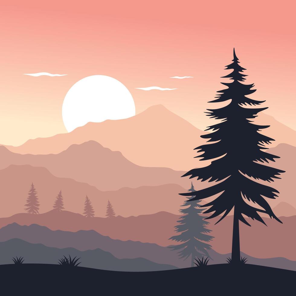 modern landscape logo with mountain logo design vector