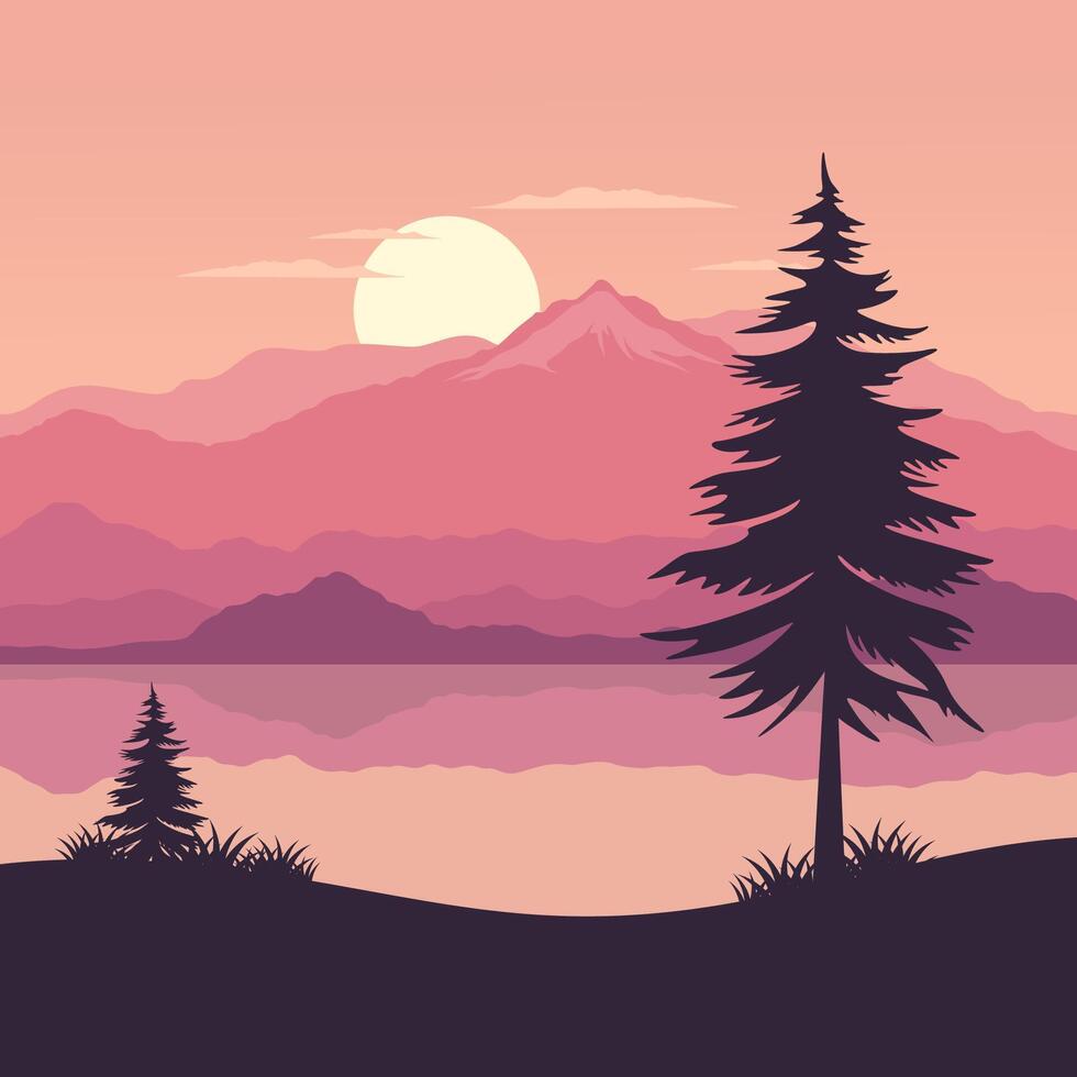 modern landscape logo with mountain logo design vector