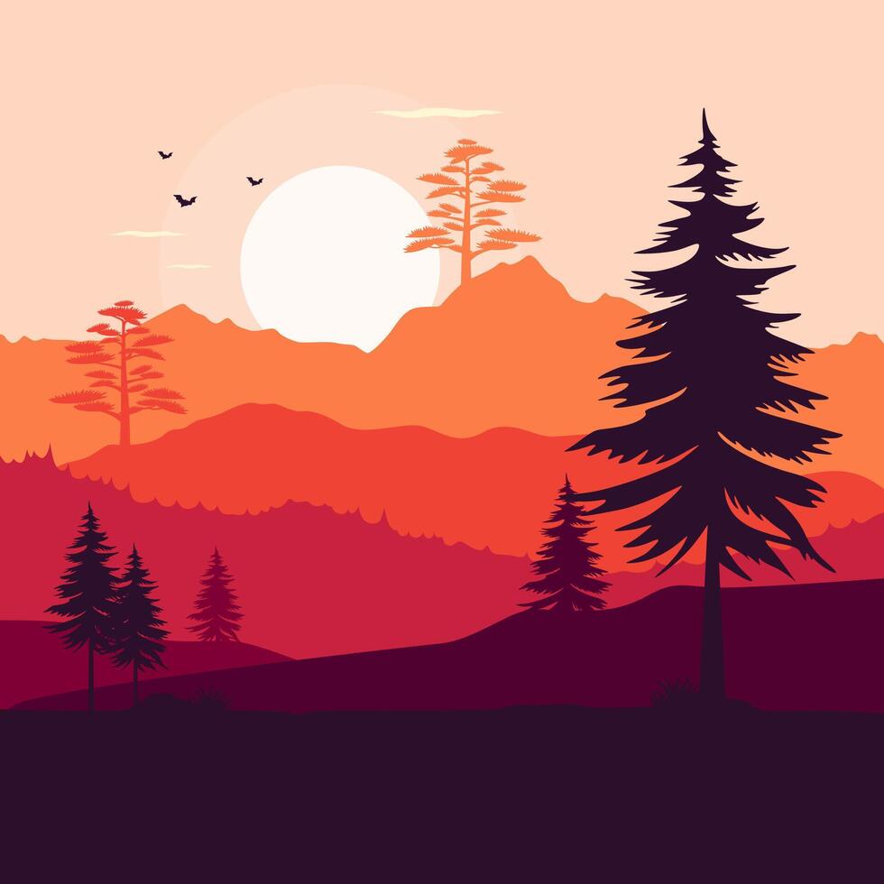 modern landscape logo with mountain logo design vector