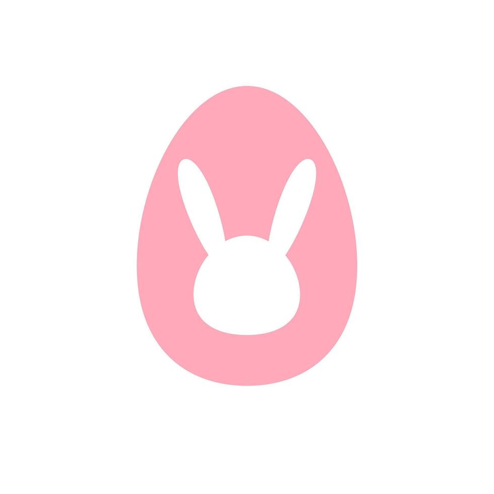 Flat Easter egg with rabbit silhouette vector