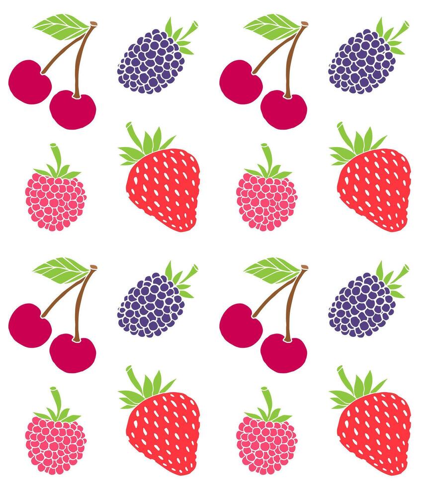 Seamless pattern of sketch berries vector