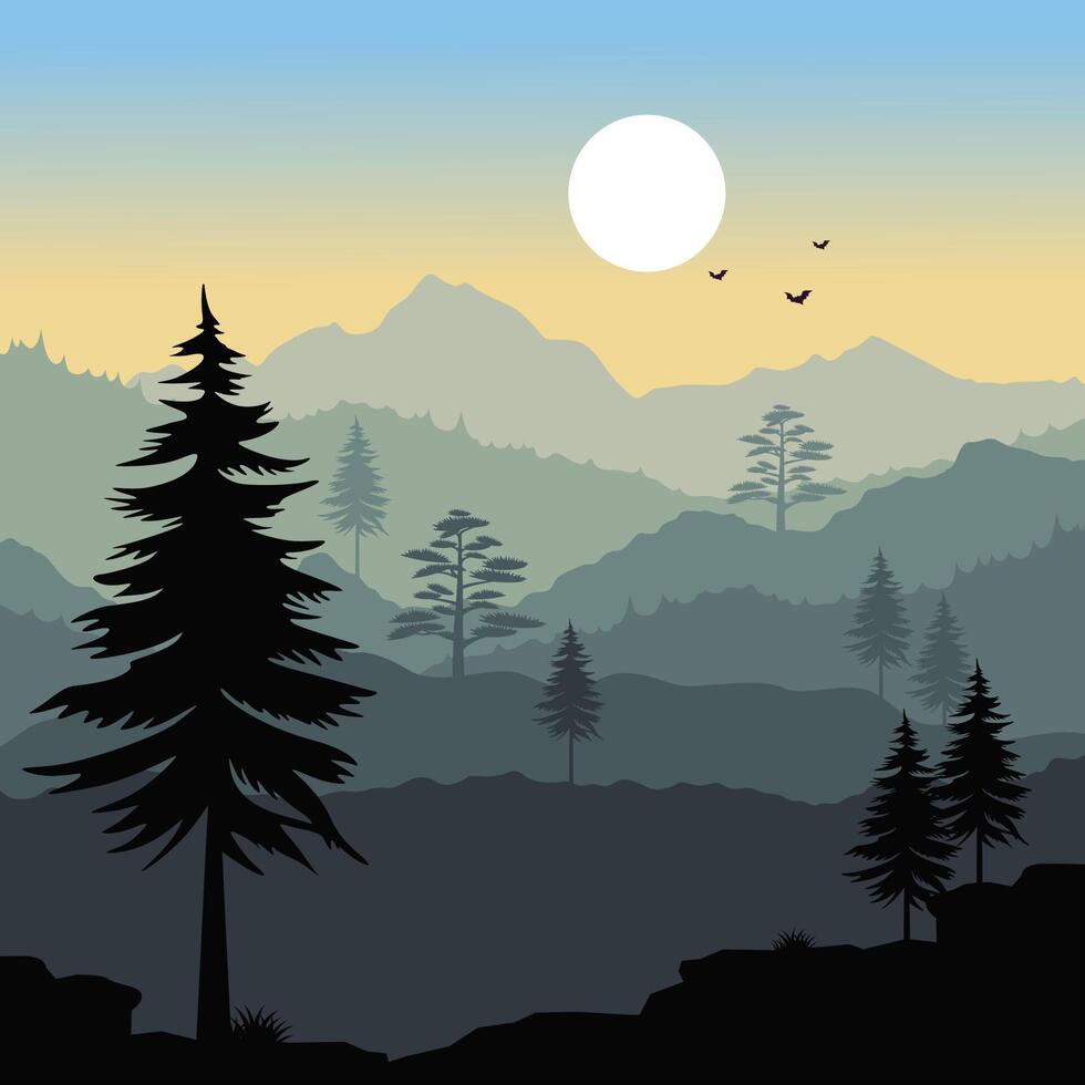 modern landscape logo with mountain logo design vector