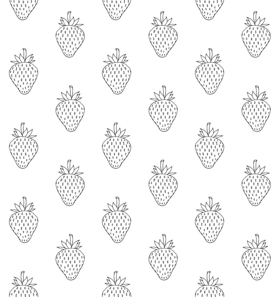Seamless pattern of sketch strawberry vector