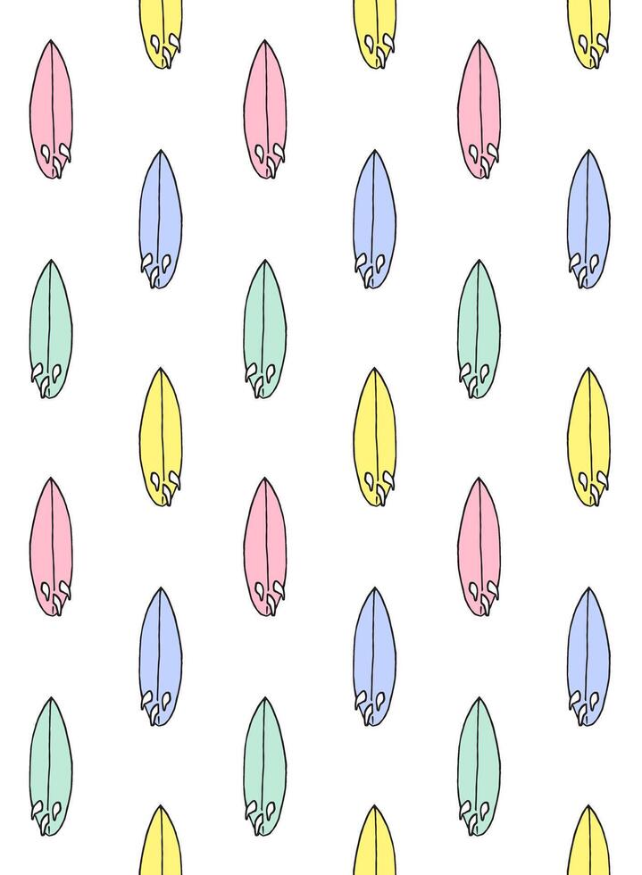 Seamless pattern of sketch surfboard vector