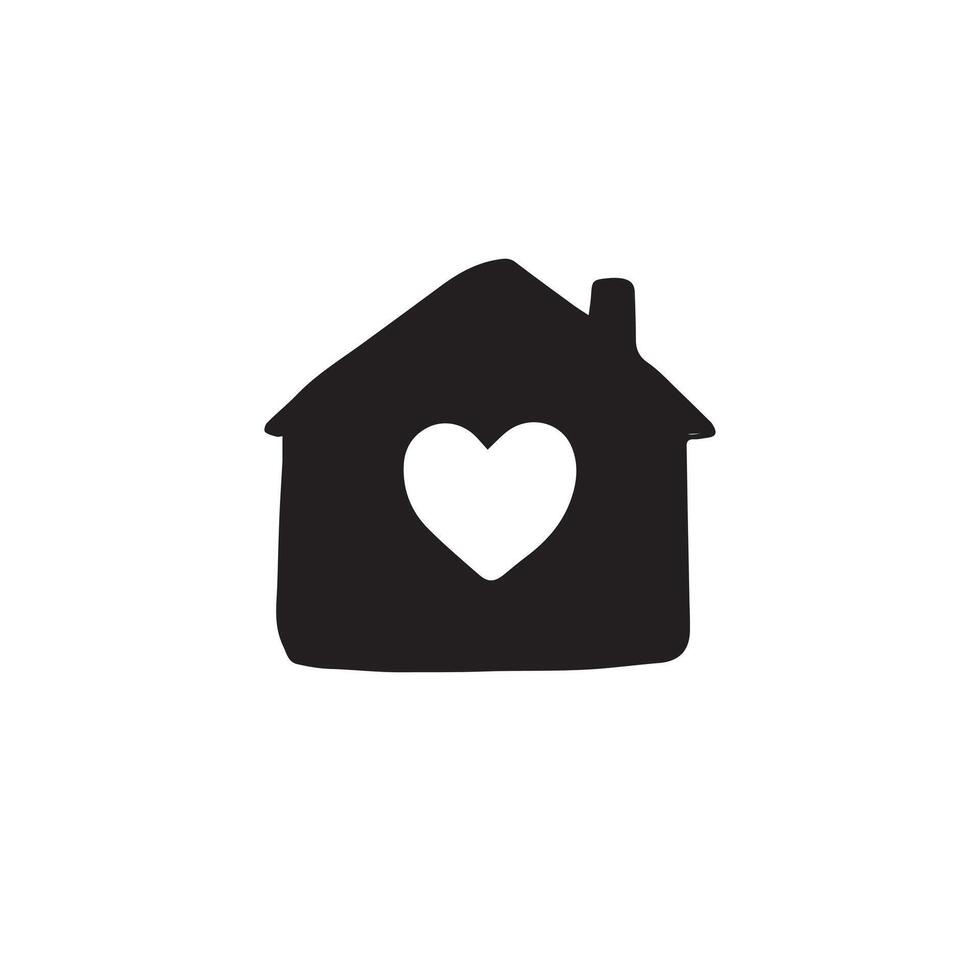 House silhouette with heart vector