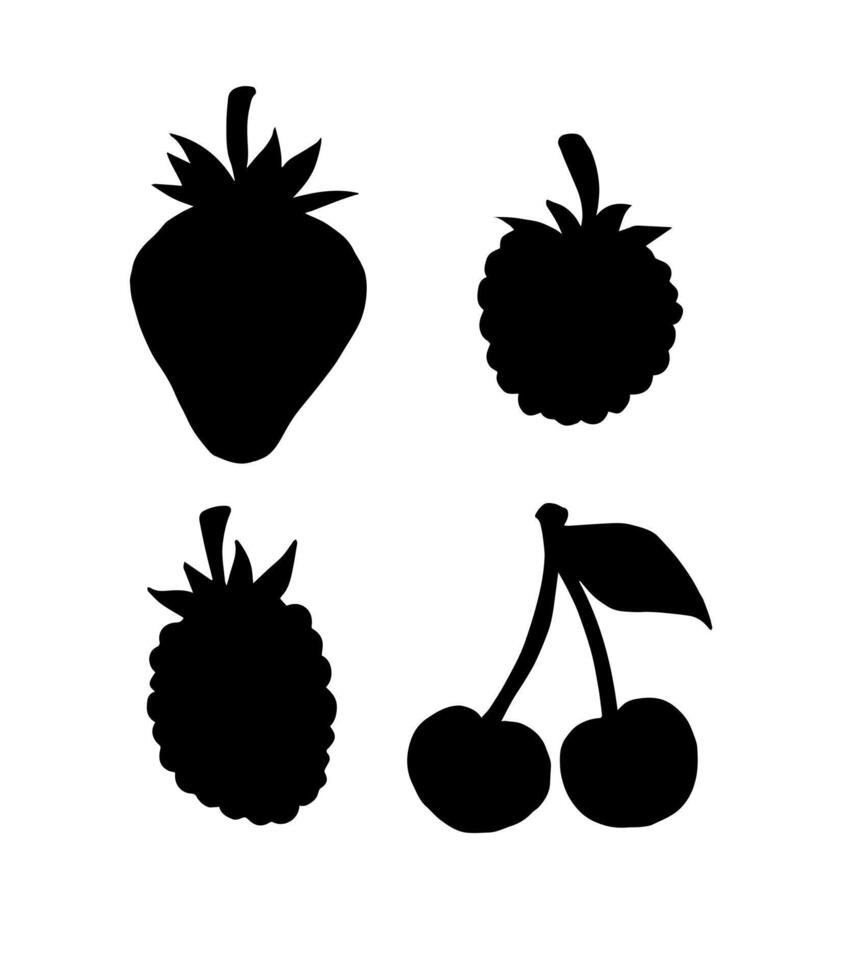 Set of hand drawn sketch berries silhouette vector