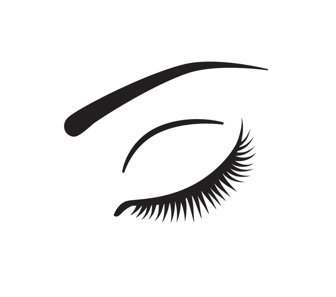 Eye with long eyelashes icon design on white background. Closed eye with false eyelashes vector